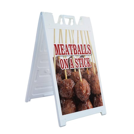 Signmission Meatballs On A Stick, A-Frame & 2 Sign Inserts, Heavy-Duty Plastic Frame SBHD-C-2436-Meatballs On A Stick