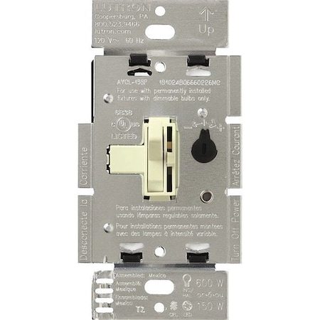 Lutron Lighting Dimmer, Toggle, Almond, 120V AYCL-153P-AL
