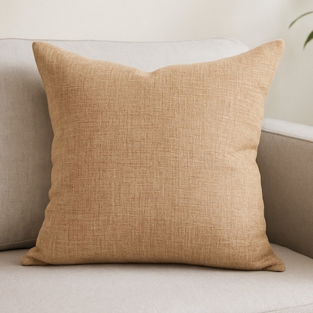 Homeroots 22" Brown Linen Throw Pillow Cover with Texture 608215