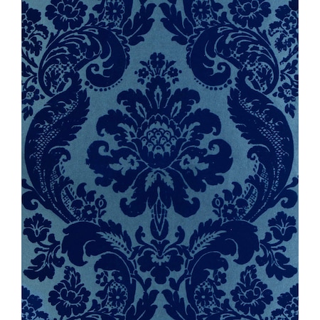 A-Street Prints Shadow Blue Flocked Damask Wallpaper 4147-87310