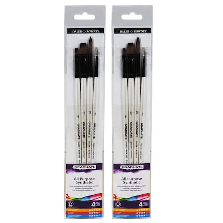 Daler-Rowney Graduate All Purpose Brush Set, Synthetic, 4-Piece Set, 2PK D212541001