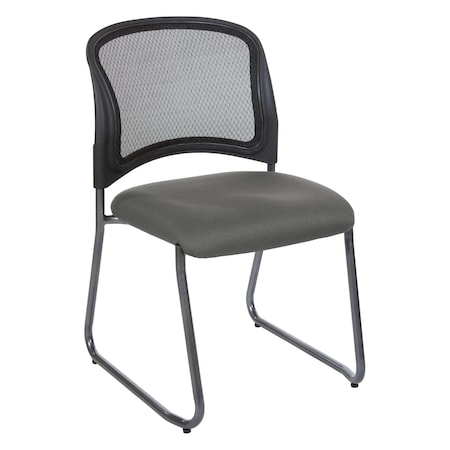Office Star ProGrid Titanium & Black Visitors Chair, Sled Base, Icon Grey 86725R-226