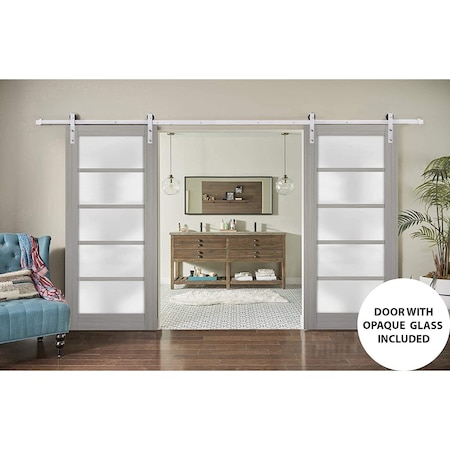 Sartodoors Double Barn Interior Door, 36" x 80", Gray QUADRO4002DB-S-SSS-36