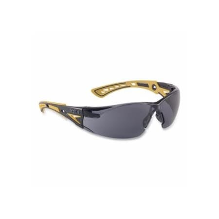 Bolle Safety Rush+ Series Safety Glasses, Smoke Lens, Platinum Anti-Fog, Yellow/Black Frame 286-40244