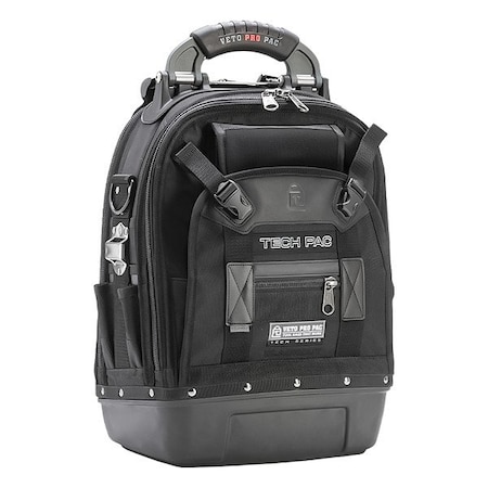 Veto Pro Pac Tool Bag, Black, Polypropylene, Ballistic Polyester, 92 Pockets Tech Pac Blackout