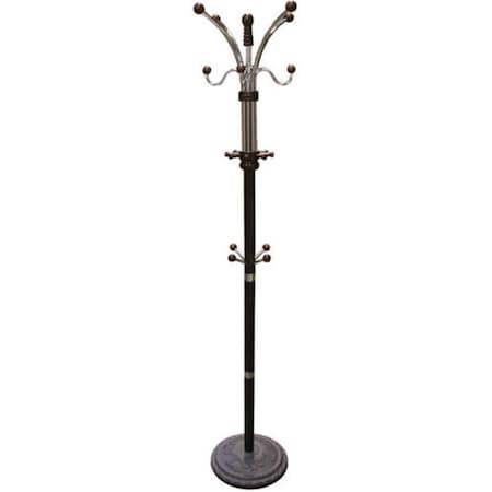 Manmade 73 in. Espresso Metal & Wood Coat Rack MA2629639