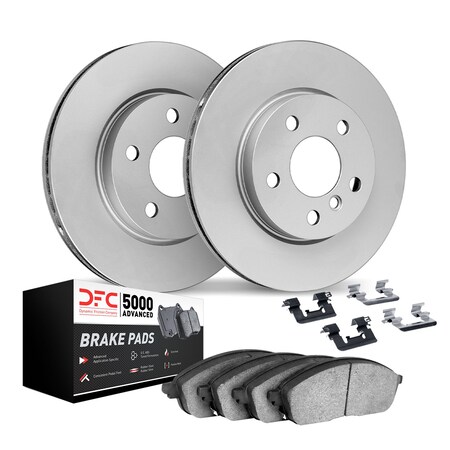 Dynamic Friction Co DFC Hi-Carbon Rotors w/5000 Brake Pads & HW Kit 9512-74061