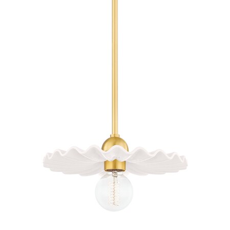Mitzi Tinsley 1 Light Pendant 6.75 In. Aged Brass/Ceramic Gloss Cream H499701-AGB/CCR