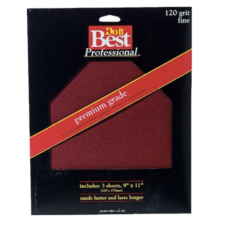 Do It Best Premium Plus 9''x11'' 120 Grit Fine Sandpaper, 3PK 7263004