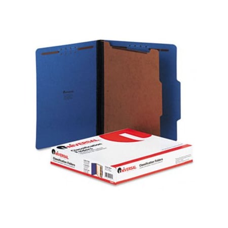 Universal Pressboard Classification Folders, Letter, Four-Section, Cobalt Blue, 10/Box 10201