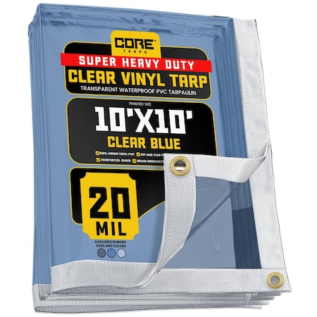 Core Tarps Tarp, 10 ft x 10 ft, 20 Mil, Blue, Polyethylene, UV Resistant CT-103-10X10