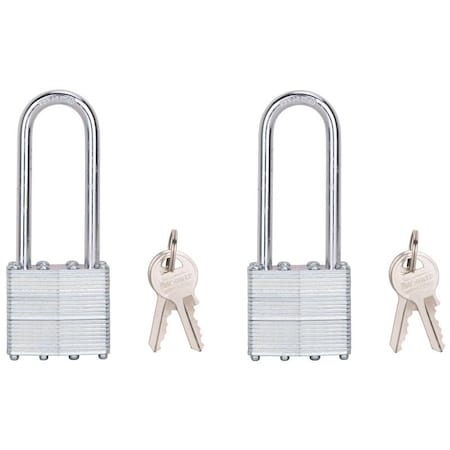 Prosource Padlock Set, Standard Shackle, 1/4 in Dia Shackle, 2-3/4 in H Shackle, Steel Shackle HD00020L-D-3L2