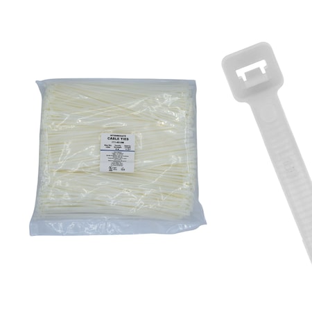Cable Ties Unlimited Cable Tie, 11 in L, 40 lb Strength, 3.2 in Max Bundle Dia, Nylon 6/6, Natural, 1000PK I11-40-9M