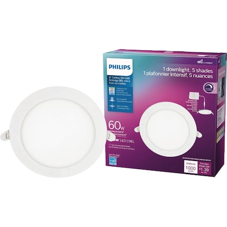 Signify 6'' White Canless Selectable CCT LED Recessed Light Kit 580399