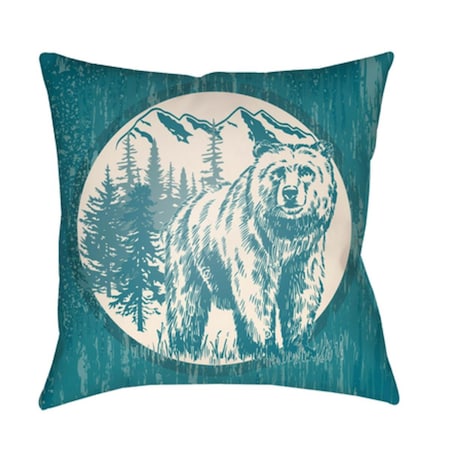 Artistic Weavers Lodge Cabin Bear Poly Filled Pillow - Teal & Beige - 18 x 18 in. LGCB2013-1818