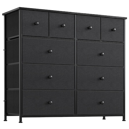 Homeroots 39" Black And Gray Ten Drawer Fabric Dresser 438314