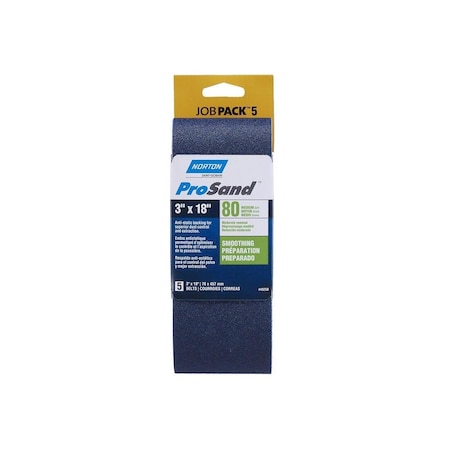 Norton Sanding Belt, 3 in W, 18 in L, 80 Grit, Medium, Zirconia Aluminum Abrasive, 5PK 07660749258