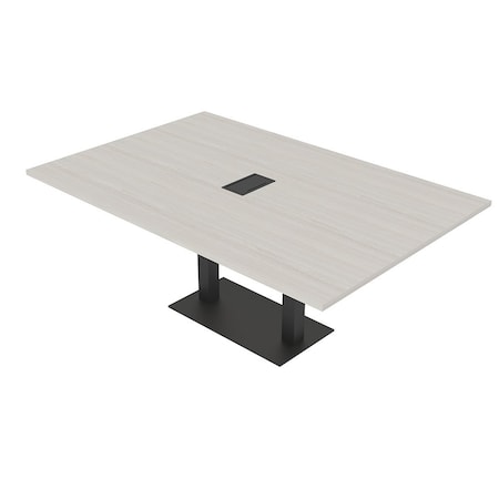Skutchi Designs Rectangle Conference Table With Power, 48 in W, 84 in L, Ivory HAR-REC-48X84-DOU.BK-K458-EBLK