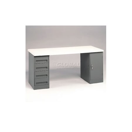 Tennsco Pedestal Workbench 4-Drawer And Cabinet Pedestal 3060PT-4-1