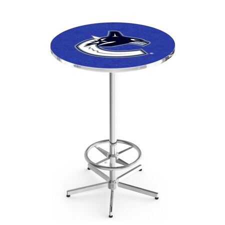 Holland Bar Stool Co 42" Chrome Vancouver Canucks Pub Table, 36" dia. Top L216C4236VanCan