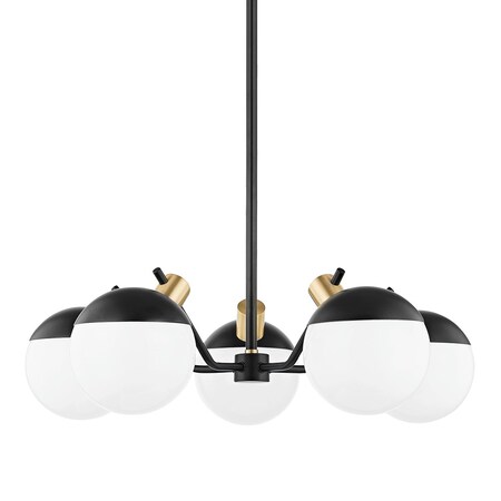 Mitzi Miranda 5 Light Chandelier 6.5 In. Aged Brass/Soft Black H573805-AGB/SBK