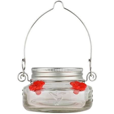 Natures Way Hummingbird 6 oz Glass Mason Jar Bird Feeder 4 ports MJF1-TRAY