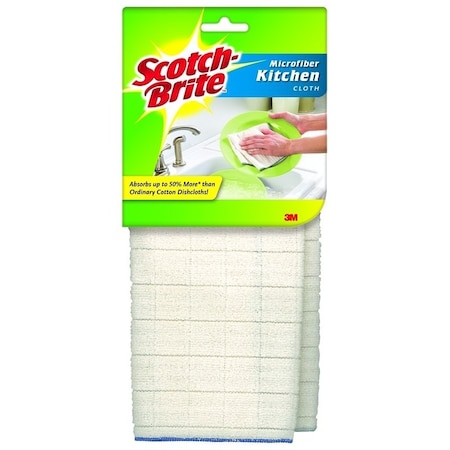 Scotch-Brite Kitchen Utility Cloth, 11-1/2 in L, 12-1/2 in W, Microfiber, White 9032-2
