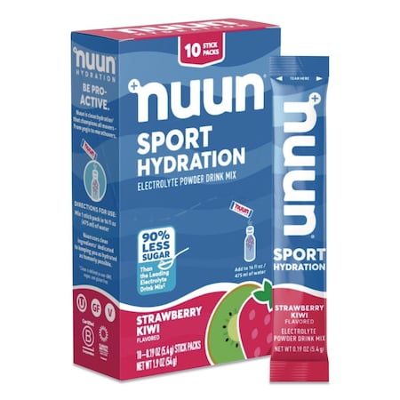Nuun Sport Hydration Electrolyte Powder Drink Mix, Strawberry Kiwi, 0.19 oz Stick, 10PK NUU02394