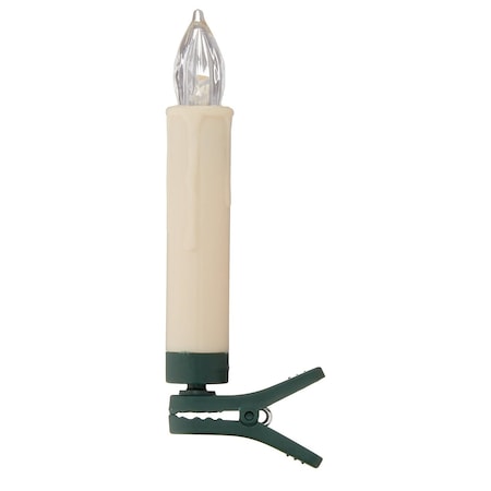 Homeroots Set of Twelve Ivory Flameless Christmas Clip On Taper Candle, 12PK 517668