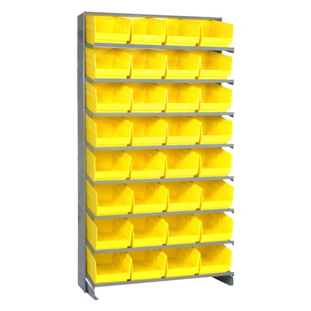 Quantum Storage Systems SINGLE SIDED PICK RACK W/32 YELLOW BINS QPRS-208YL