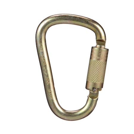 Msa Safety Carabiner, Auto-Lock, Pear, 4 9/10 in Length, 1" Gate Opening, Steel, Bare Aluminum 10089207