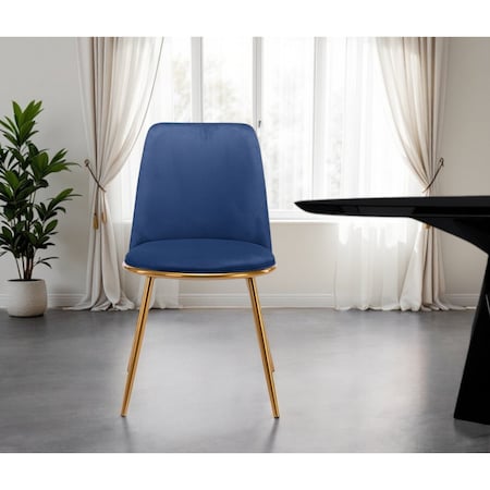 Homeroots Blue And Gold Upholstered Velvet Dining Side Chair 521275