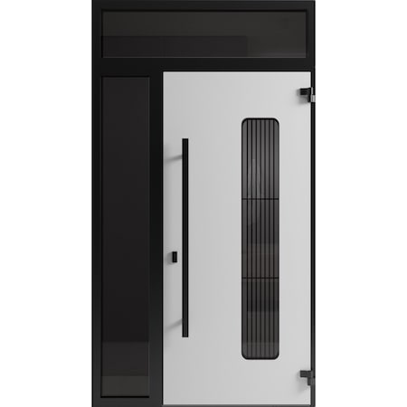 Vdomdoors Front Exterior Aluminum Door Ronex0511 Bronze Oak Prehung Entry Steel Metal Modern Painted RONEX0511EXD-BRW-W36+14xH80+14-RH-I
