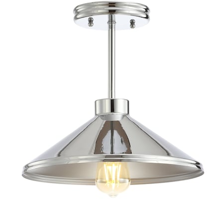 Jonathan Y Cisco 11.8 in. Iron Modern Farmhouse LED Semi Flush Mount, Chrome JYL9532B