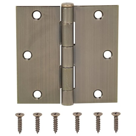 Prosource Square Corner Door Hinge, Steel, Antique Brass, Loose Pin, 180 deg Range of Motion 20338ABX