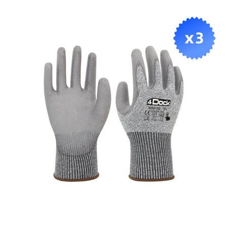4Dock ANSI A2 Cut Resistant Glove, , M 3 PK WG010-M