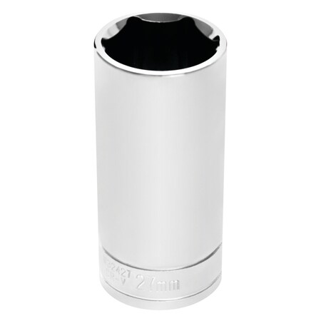 Perform Tool Socket 1/2 In Drive; 27 mm; Metric; Deep Socket; 6 Point; Polished Nickel Chrome Plated; Vanadium W32427