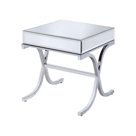 Homeroots 22" Silver And Clear Glass Square Mirrored End Table 286043