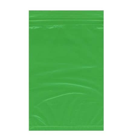 Zoro Select Packaging Bag, Zip Seal, 3 in W, 2 mil Thick, Low Density Polyethylene (LDPE), Green GG3x5GreenTint