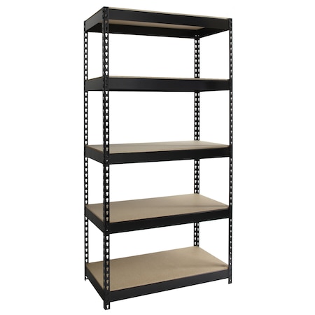 Hirsh Boltless Shelving Unit, 18 in D x 36 in W x 72 in H, 5 Shelves, Steel 17127