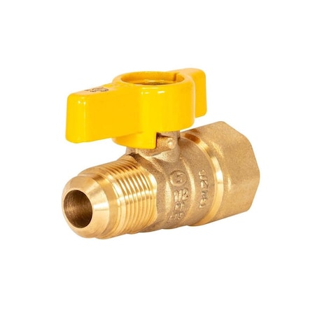 Brasscraft Gas Ball Valve, 1/2 in Connection, Flared x FIP, 5 psi Pressure, Brass Body PSSD-41