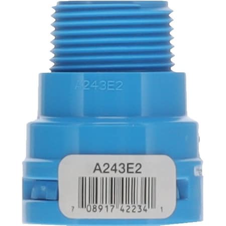 Carlon ENT Adapter, 3/4 in MPT x NPT, 1.48 in Dia, 1.79 in L, Polycarbonate, Blue A243E2-10R