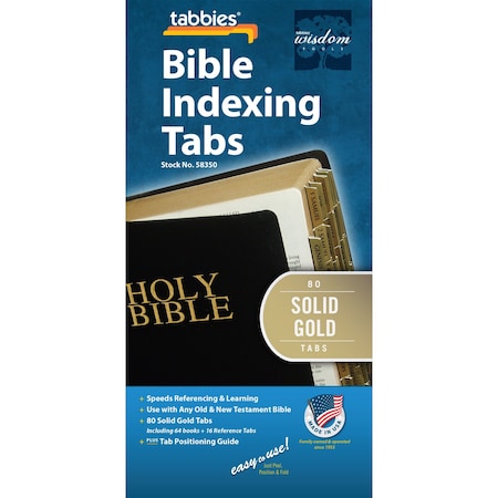 Tabbies BIBLE INDEXING TABS- CLASSIC OT & NT, 80 SOLID GOLD TABS, 1"L-1/4" EXT, 10 PKS/BX, 10PK 58350