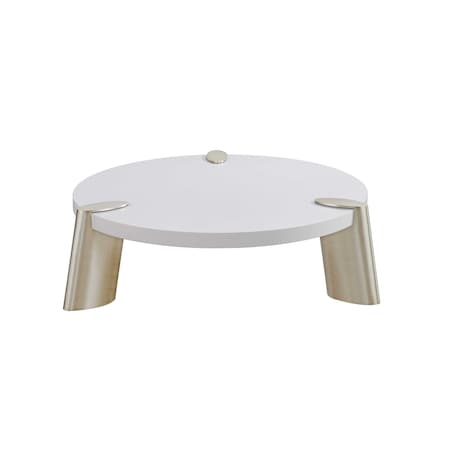 Homeroots 40" White And Gold Stainless Steel Round Coffee Table 372311