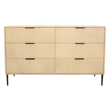 Homeroots 56" Natural Solid Wood Six Drawer Dresser 620849