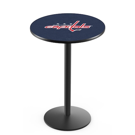 Holland Bar Stool Co 36" Blk Wrinkle Washington Capitals Pub Table, 36" dia. Top L214B3636WshCap