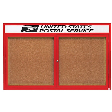 Aarco Illuminated Enclosed Bulletin Board w/ Header Red Powder Coated Al Frame, 48''Hx72''W DCC4872RHIR