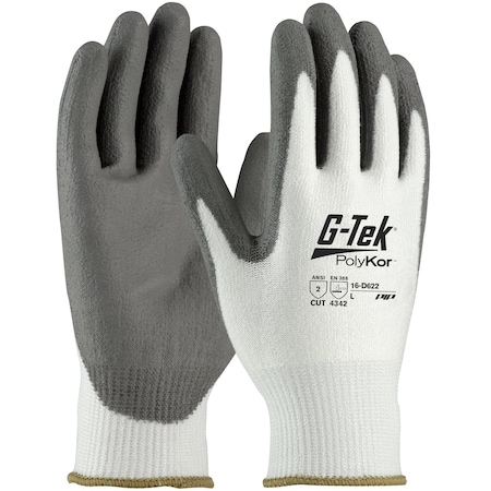 G-Tek Seamless Knit PolyKor Blended Glove w/PU Coated Flat Grip on Palm&Fingers, Touchscreen, 12PK 5338