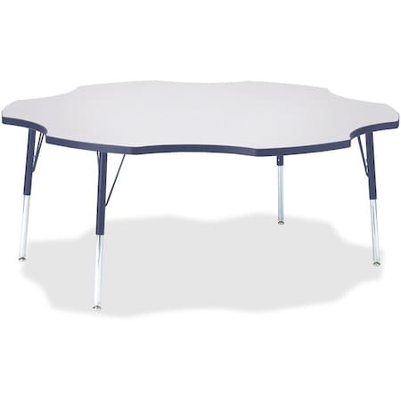 Jonti-Craft Berries Six Leaf Activity Table, 60 in., A-height, Freckled Gray/Navy/Gray 6458JCA112