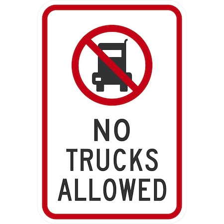 Lyle No Trucks Allowed (with Quaint Symbol), 12x18, Non-Reflective, White G-4720-NA_12x18
